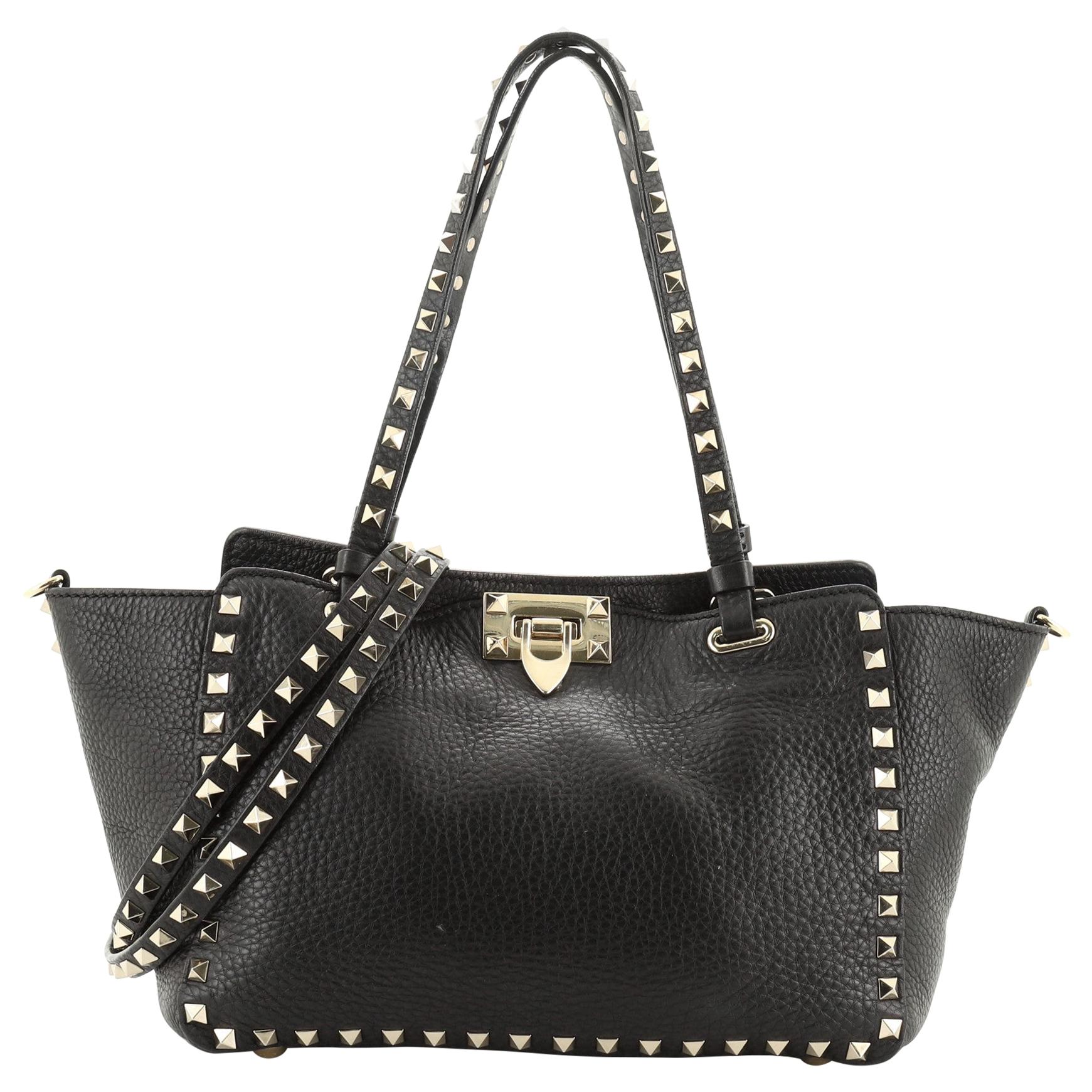 Valentino Rockstud Tote Pebbled Leather Small