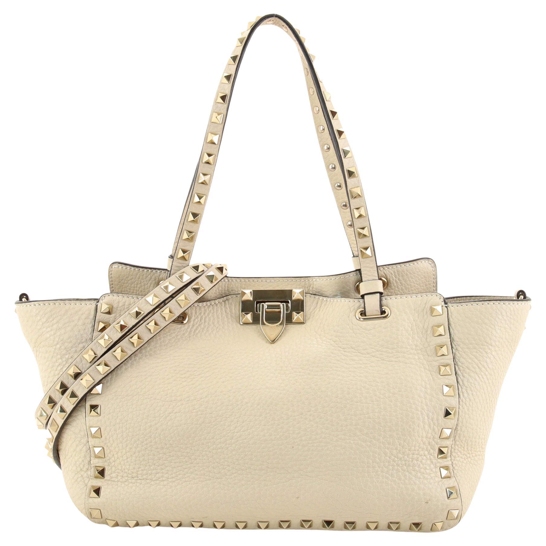 Valentino Garavani Rockstud Tote Pebbled Leather Small For Sale at 1stDibs