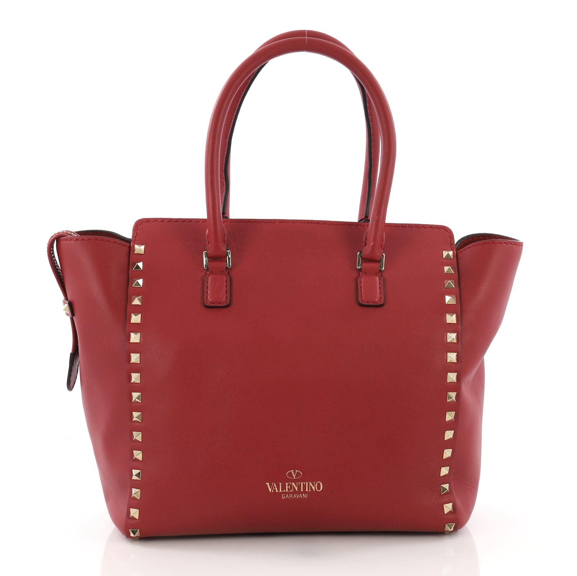 Valentino Rockstud Tote Rigid Leather Medium In Good Condition In NY, NY