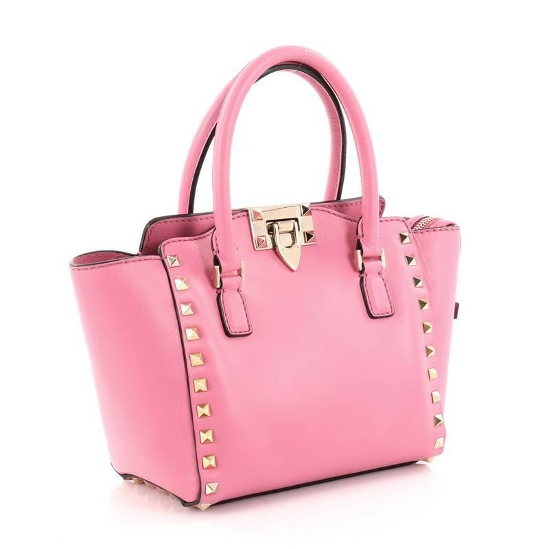 Pink Valentino Rockstud Tote Rigid Leather Mini