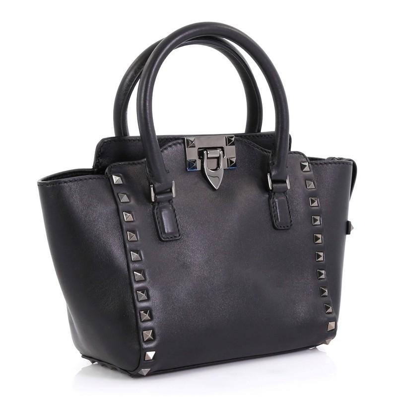 Black Valentino Rockstud Tote Rigid Leather Mini