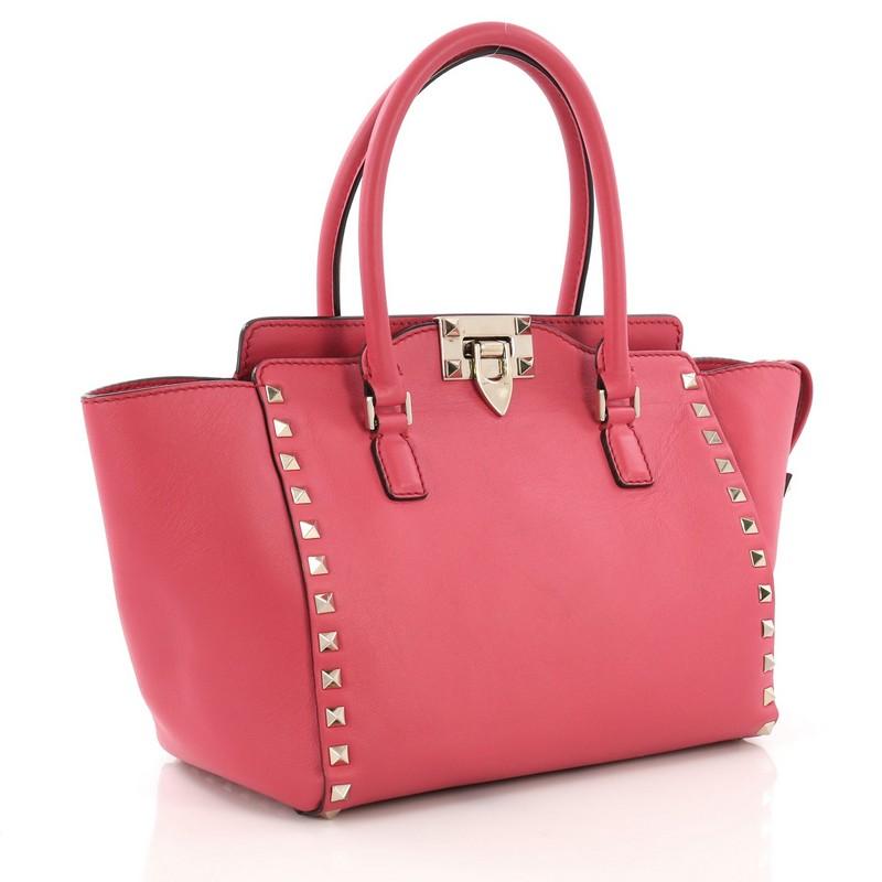 Pink Valentino Rockstud Tote Rigid Leather Small