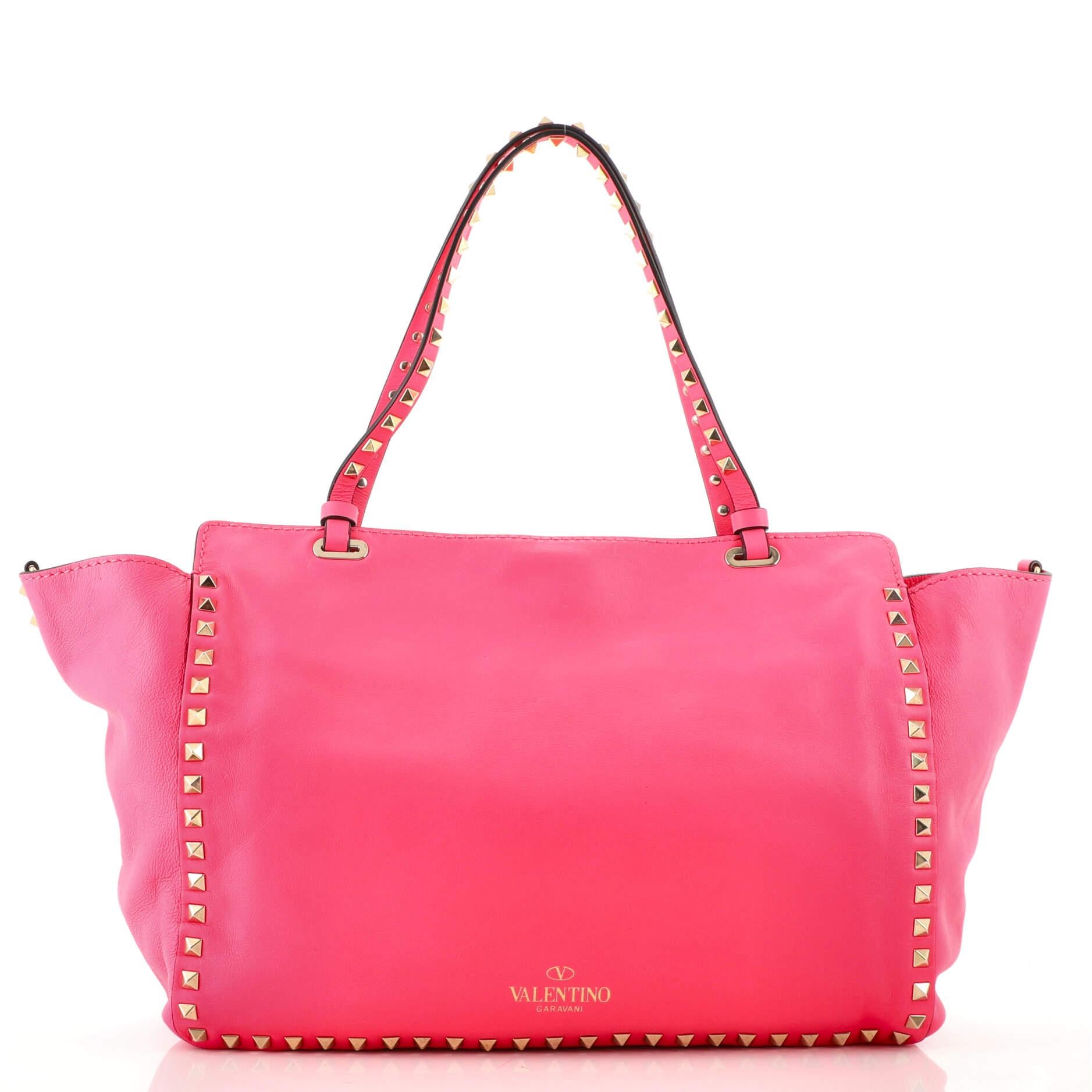 Pink Valentino Rockstud Tote Soft Leather Medium