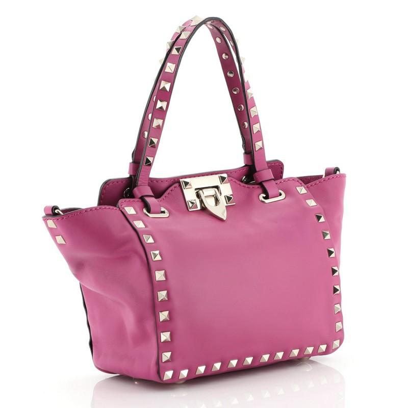 Pink Valentino Rockstud Tote Soft Leather Micro