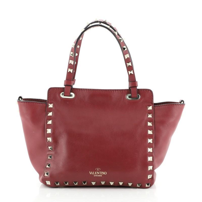 Brown Valentino Rockstud Tote Soft Leather Mini