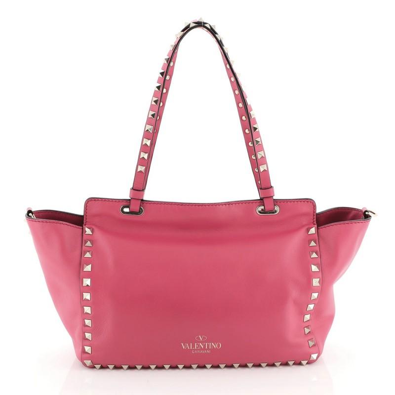 Pink Valentino Rockstud Tote Soft Leather Small