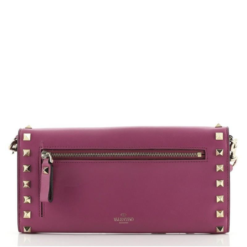 Brown Valentino Rockstud Trifold Travel Wallet Leather