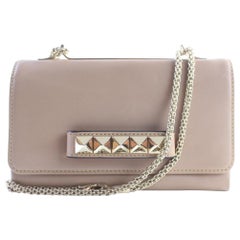 Vintage Valentino Rockstud Va Va Voom Chain Flap 3mr0503 Nude Leather Cross Body Bag