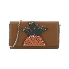 Valentino Rockstud Wallet On Chain Leather With Applique