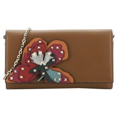 Valentino Rockstud Wallet On Chain Leather with Applique
