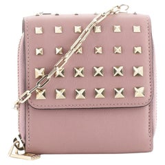  Valentino Rockstud Wallet With Chain Leather Compact