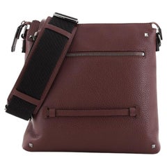 Valentino Rockstud Zip Pocket Handle Messenger Leather Medium
