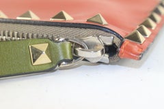 Valentino Rockstud Zip Pouch Red Leather 1VAL726K