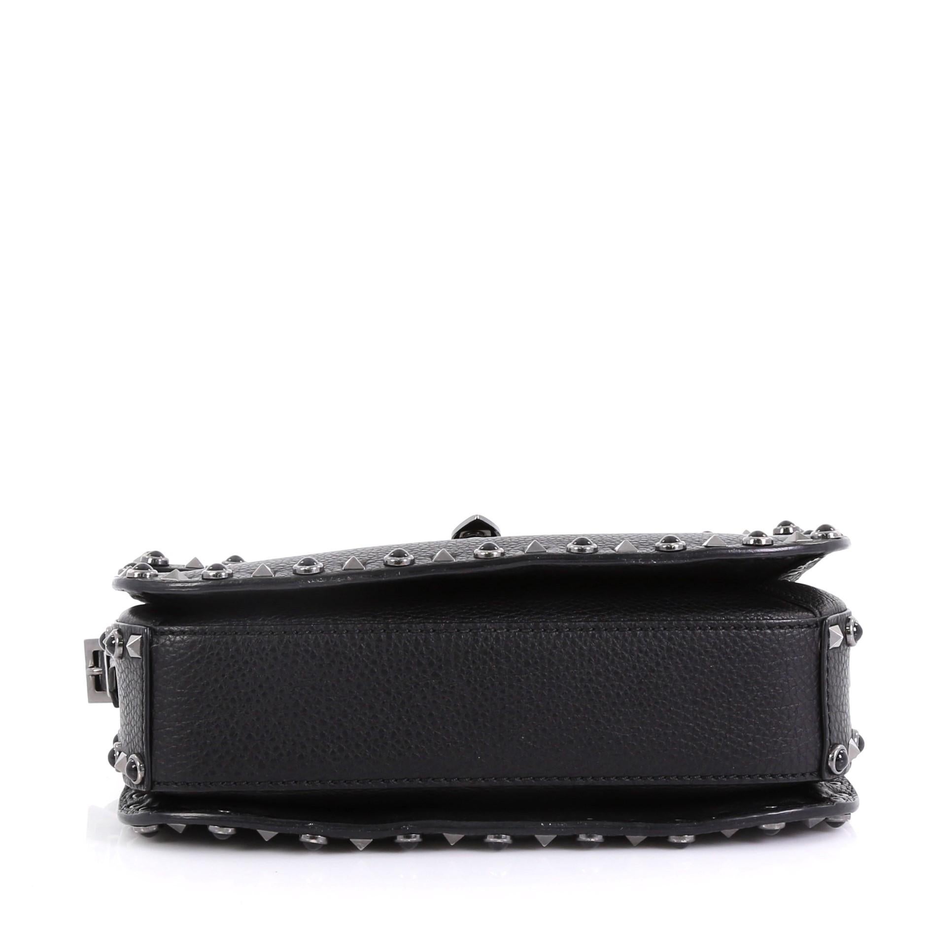 Valentino Rolling Rockstud Crossbody Bag Leather with Cabochons Medium In Good Condition In NY, NY