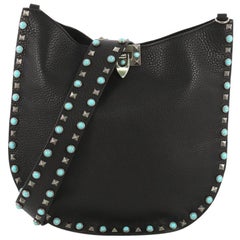 Valentino Rolling Rockstud Hobo Leather with Cabochons Medium