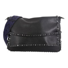 Valentino Rolling Rockstud Messenger Leather With Cabochons Large
