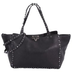 Valentino Rolling Rockstud Tote Leather with Cabochons Medium