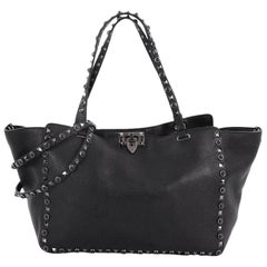 Valentino Rolling Rockstud Tote Leather with Cabochons Medium