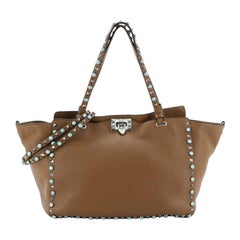 Valentino Rolling Rockstud Tote Leather with Cabochons Medium