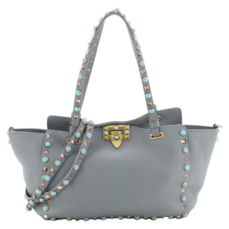 Valentino Rolling Rockstud Tote Leather with Cabochons Small at 1stDibs