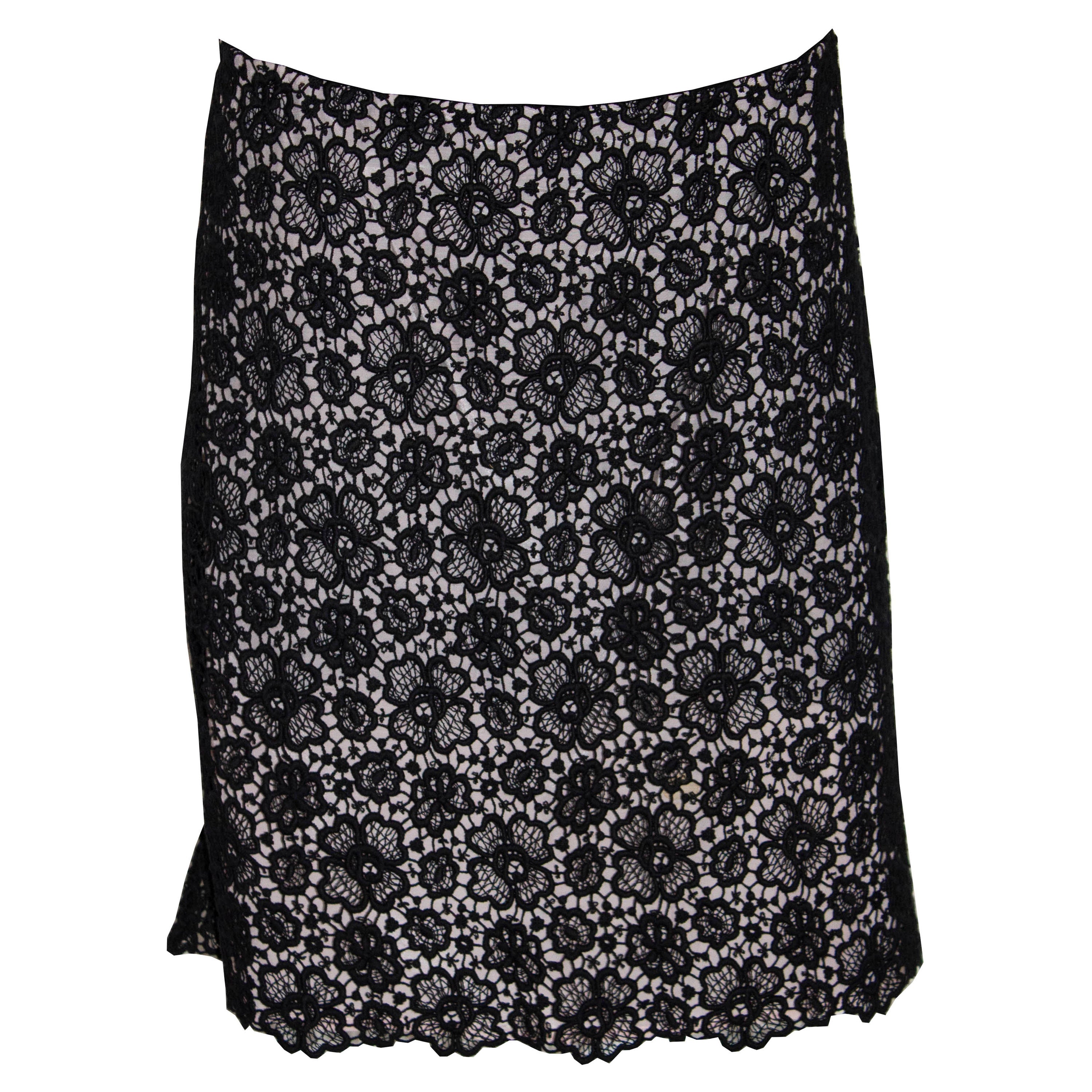 Gonna in pizzo nero Valentino Roma