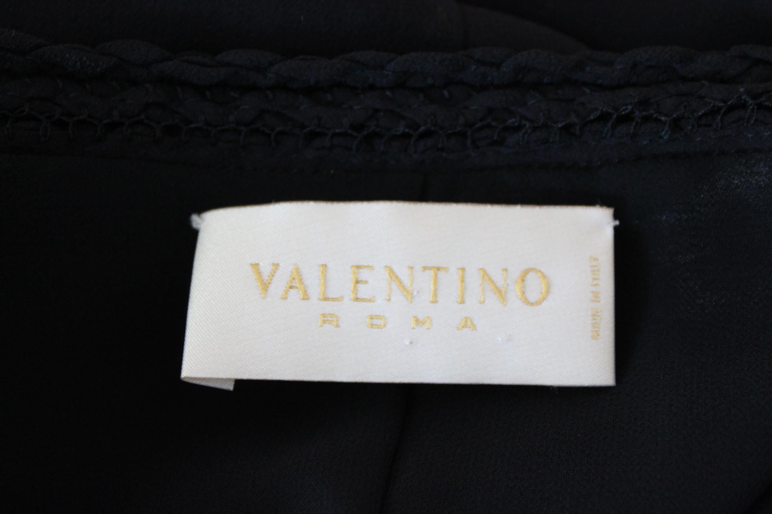 Valentino Roma Black Silk Transparent Embroidery Evening Long Dress 3