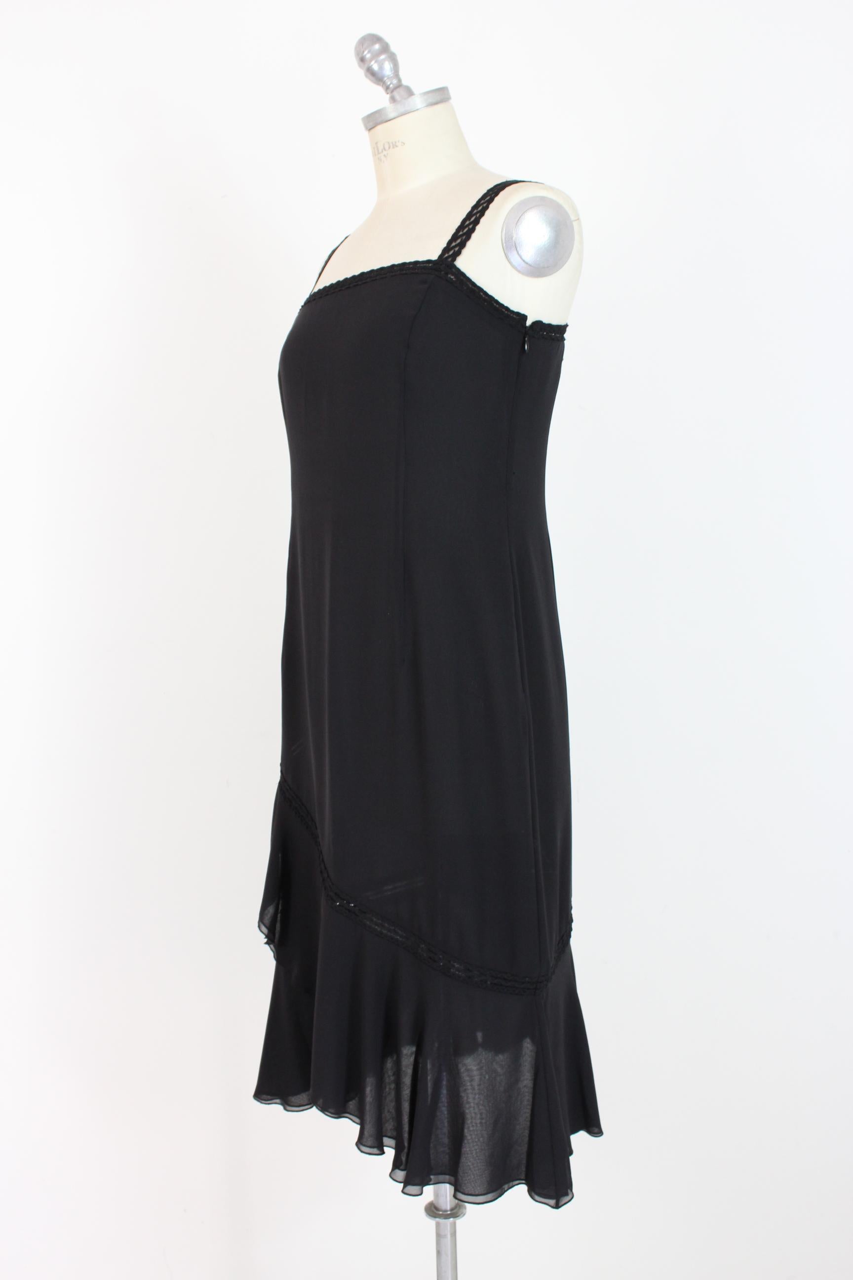 Valentino Roma Black Silk Transparent Embroidery Evening Long Dress In Excellent Condition In Brindisi, Bt