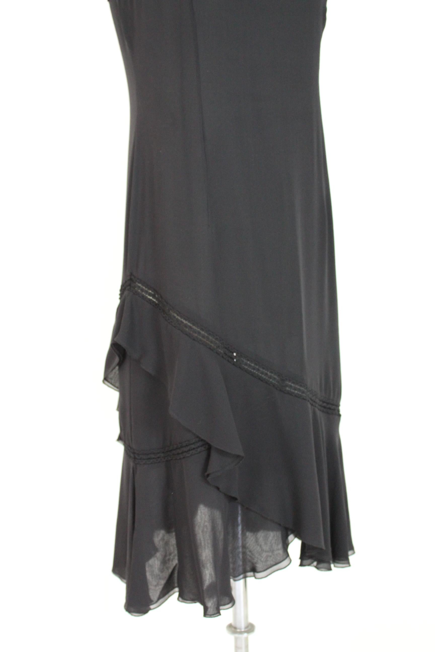 Women's Valentino Roma Black Silk Transparent Embroidery Evening Long Dress