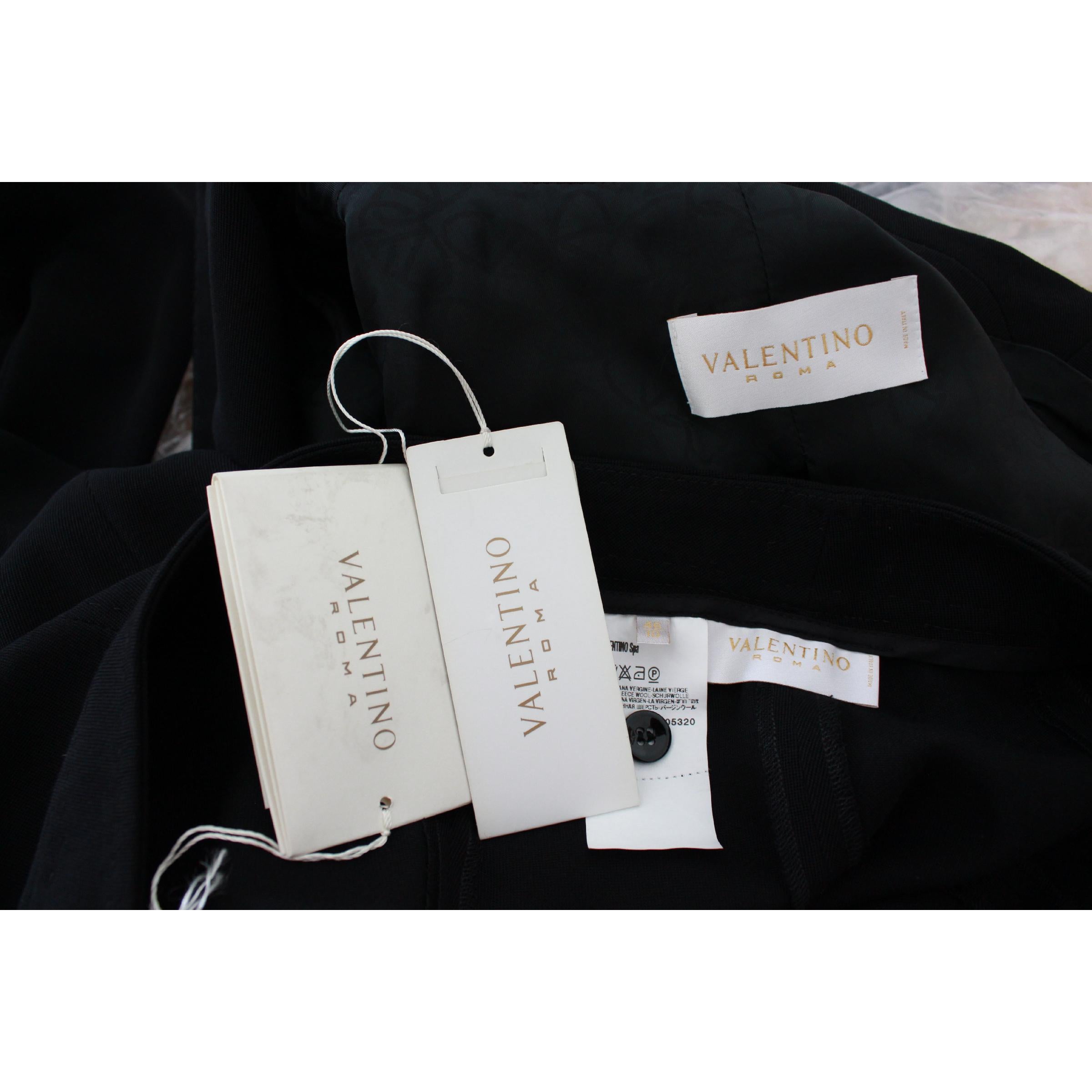 Valentino Roma Black Wool Pant Suit Formal Set Dress New 1990s 5
