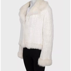 Valentino Roma Luxurious White Rabbit & Fox Fur Coat - Size XL