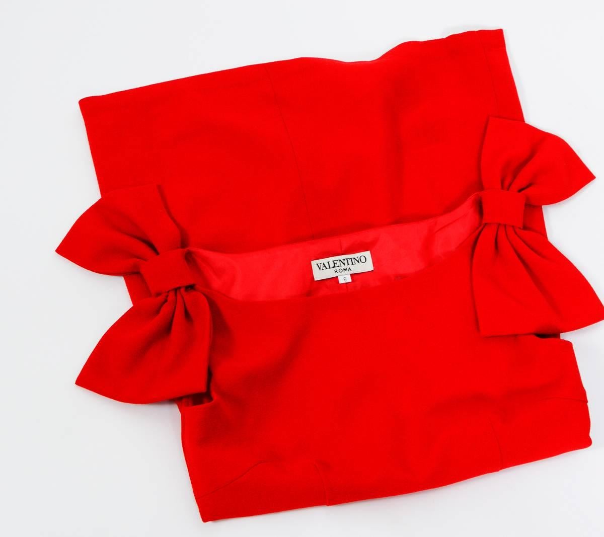 Red Valentino Roma red crepe bow sleeve mini sheath dress  