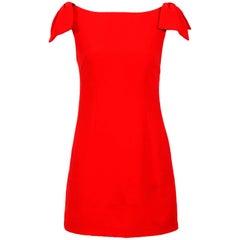 Valentino Roma red crepe bow sleeve mini sheath dress
