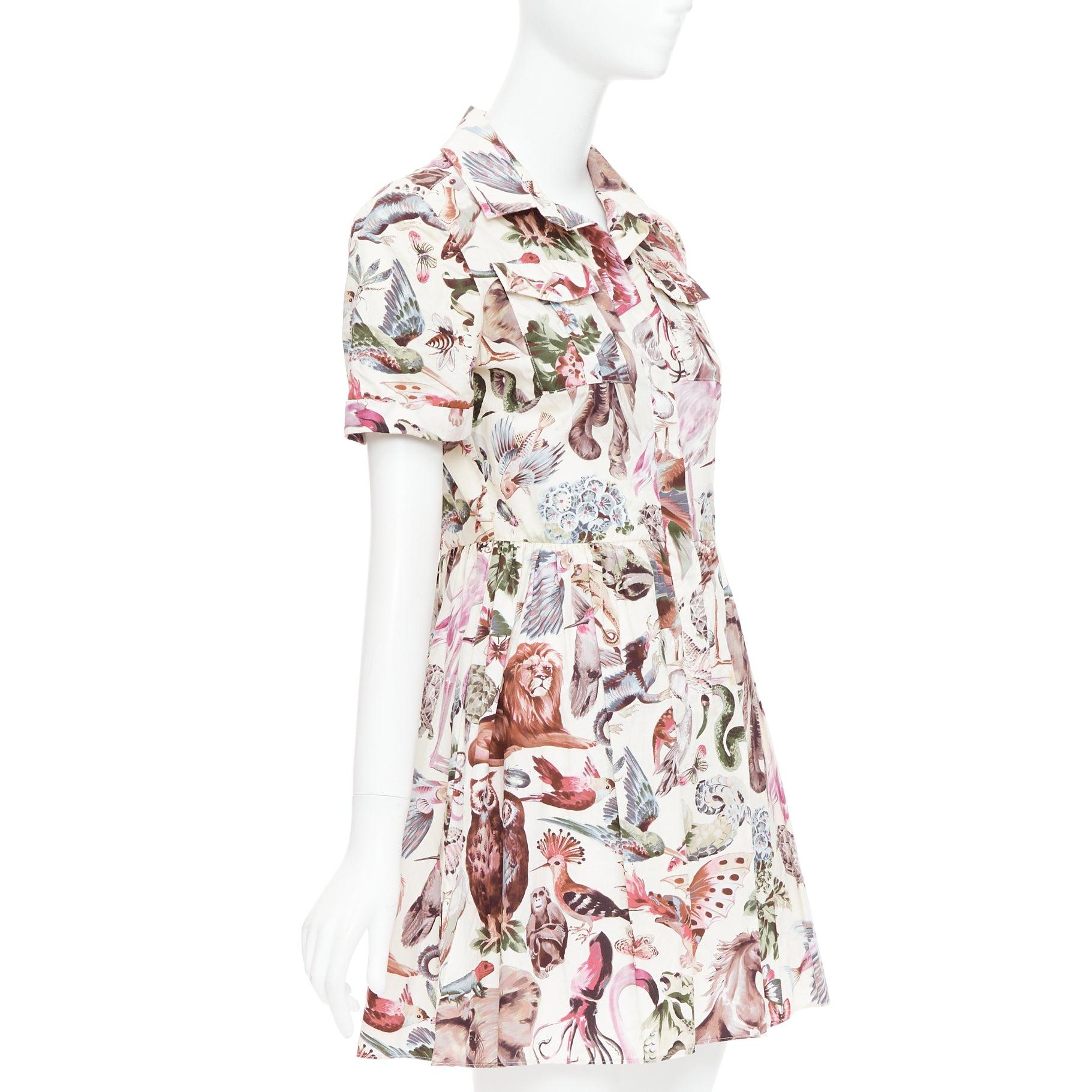 Beige VALENTINO Roman Safari 2015  100% silk cream animal print safari dress Sz4 S For Sale