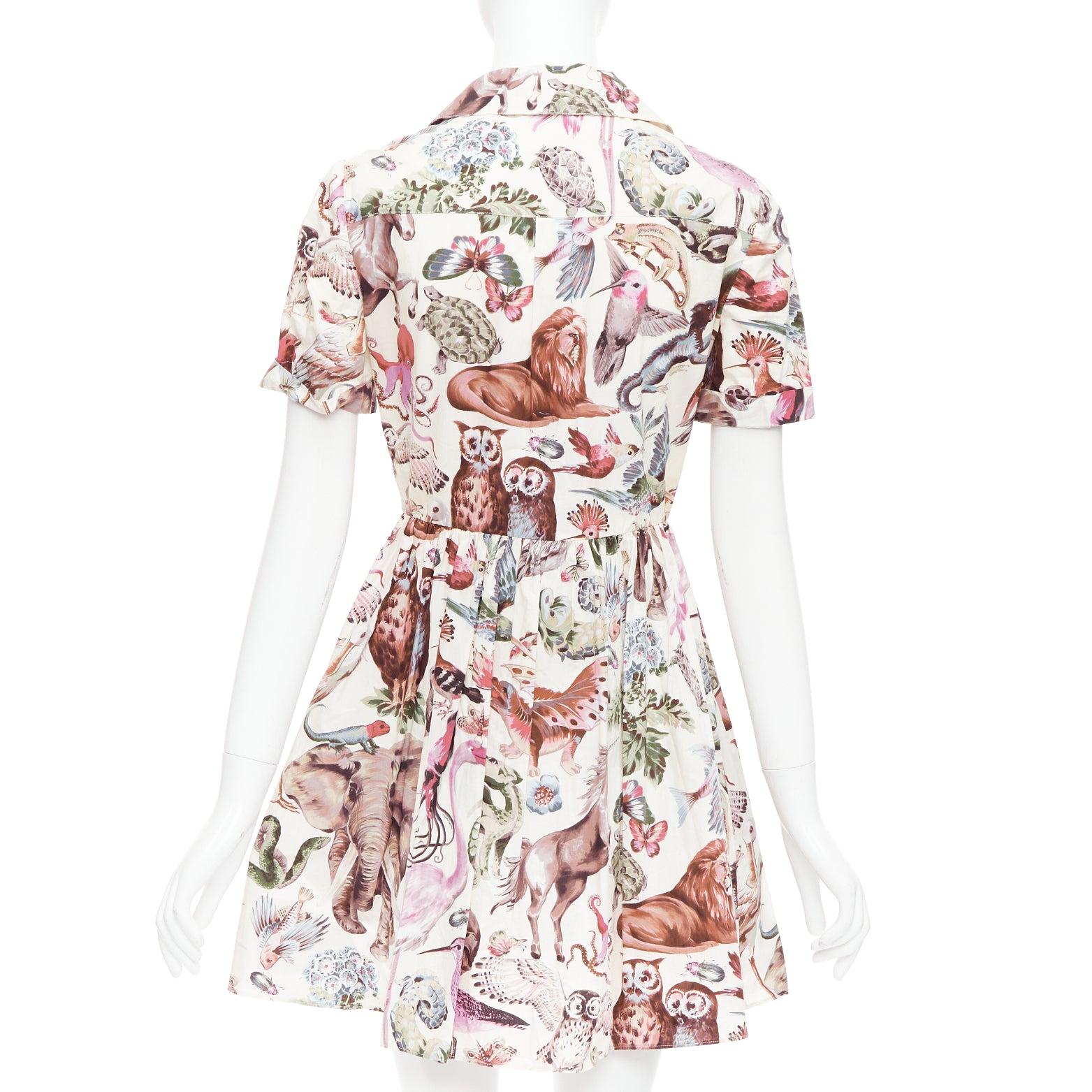 VALENTINO Roman Safari 2015  100% silk cream animal print safari dress Sz4 S For Sale 1