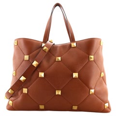 Valentino Roman Stud Convertible Tote Quilted Leather Large