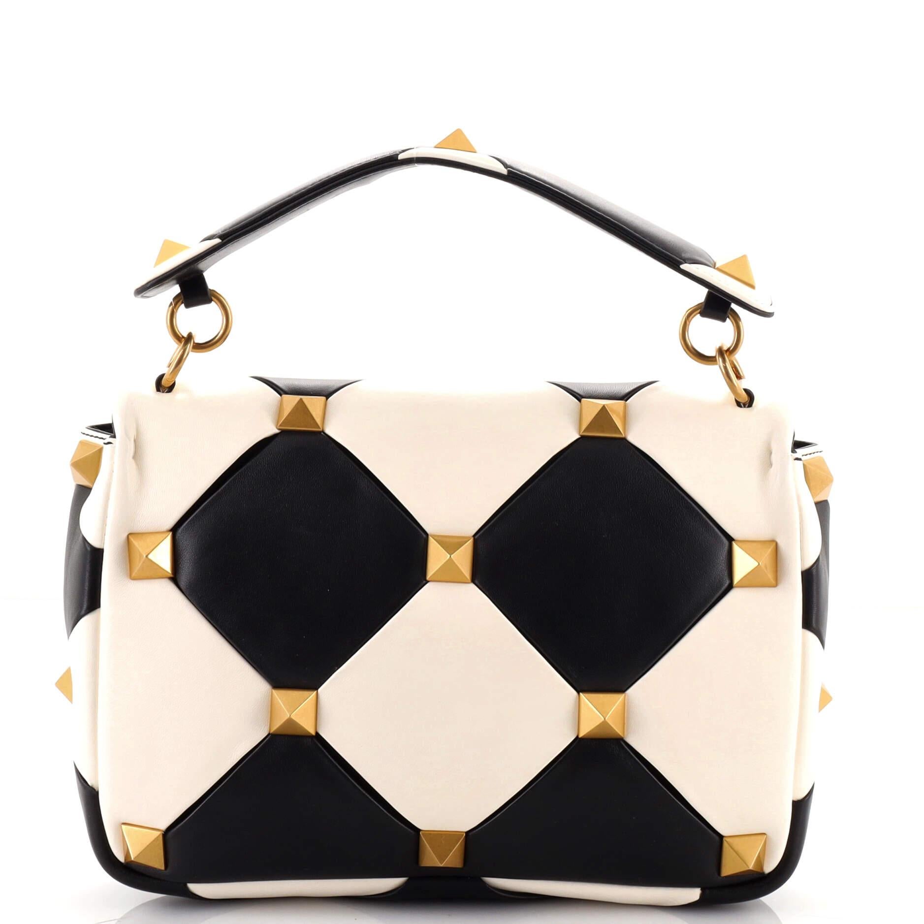 Valentino Roman Stud Flap Bag Quilted Leather Large In Good Condition In NY, NY