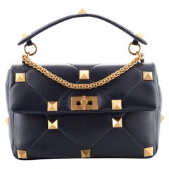 Valentino Roman Stud Flap Bag Quilted Leather Large