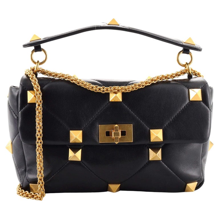Valentino Roman Stud Flap Bag Quilted Leather Large at 1stDibs