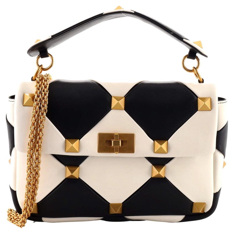 Valentino Roman Stud Flap Bag Quilted Leather Large For Sale at 1stDibs