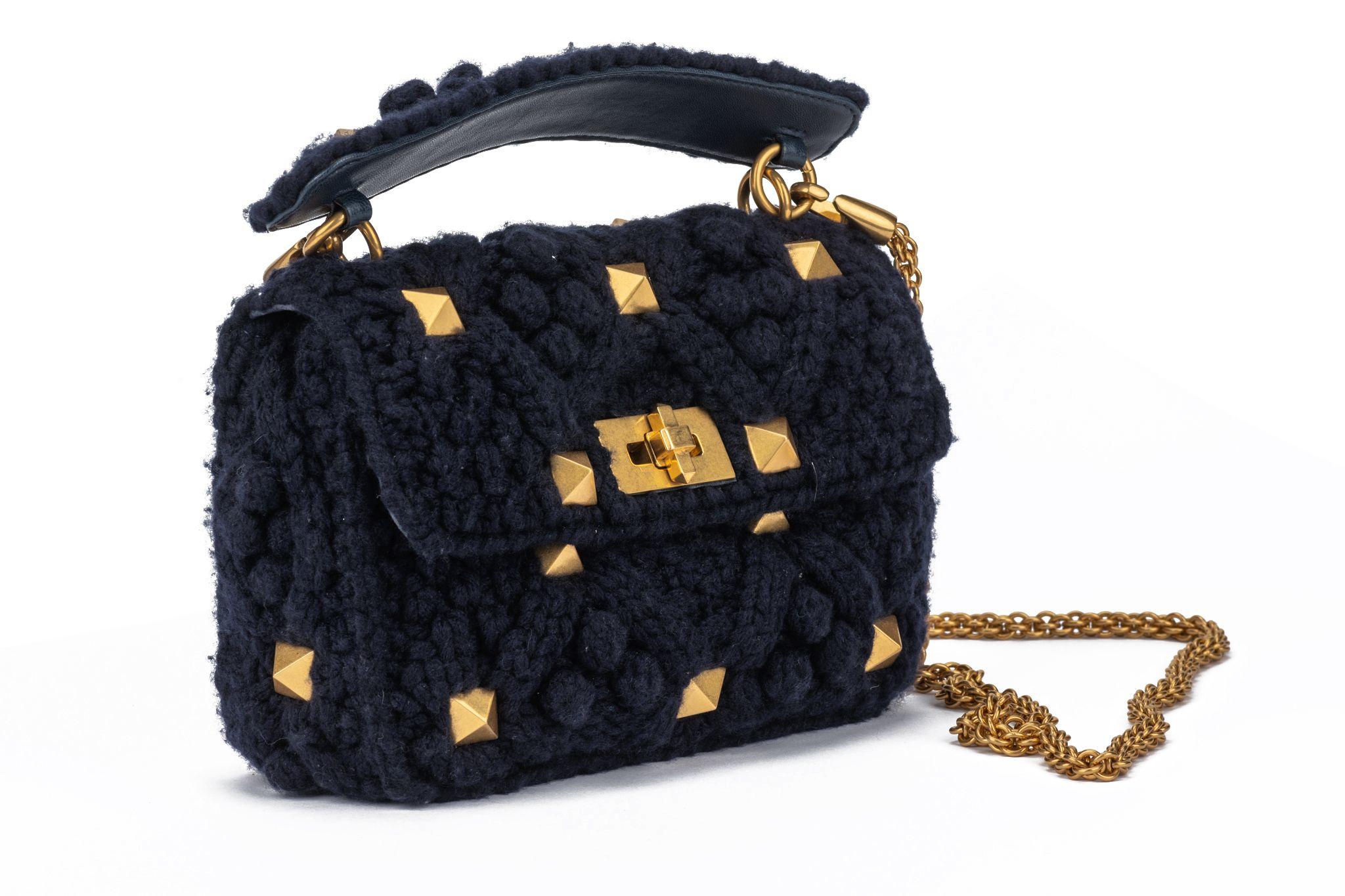 Valentino Roman Stud Knitted Bag New For Sale 12