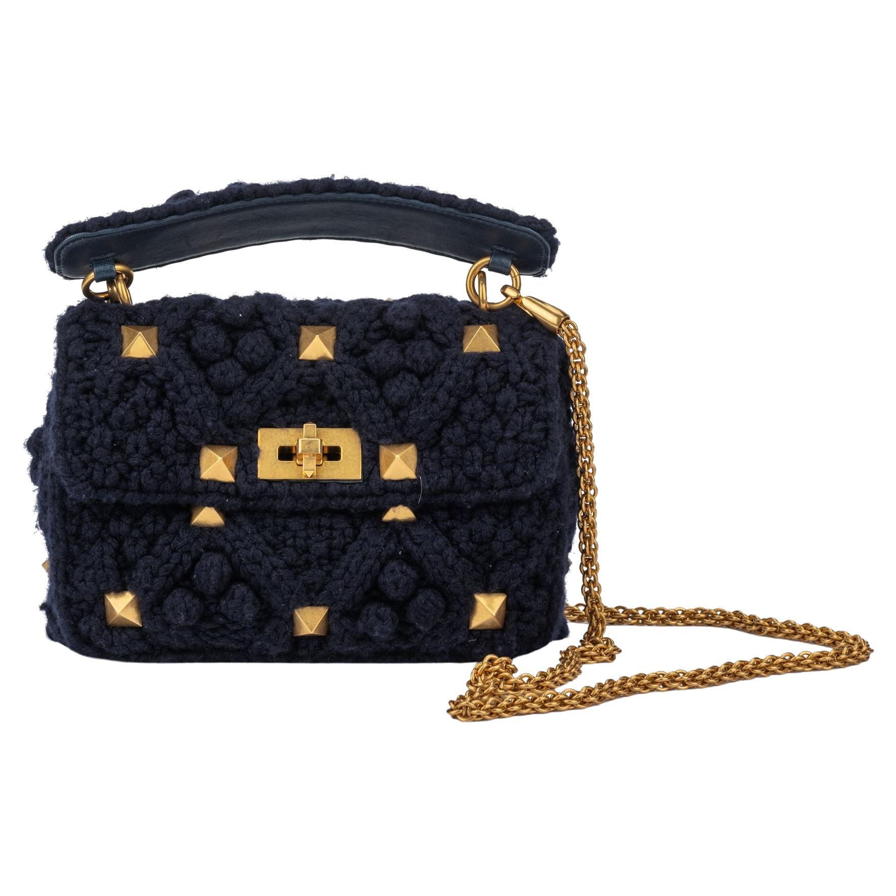 Valentino Roman Stud Knitted Bag New For Sale