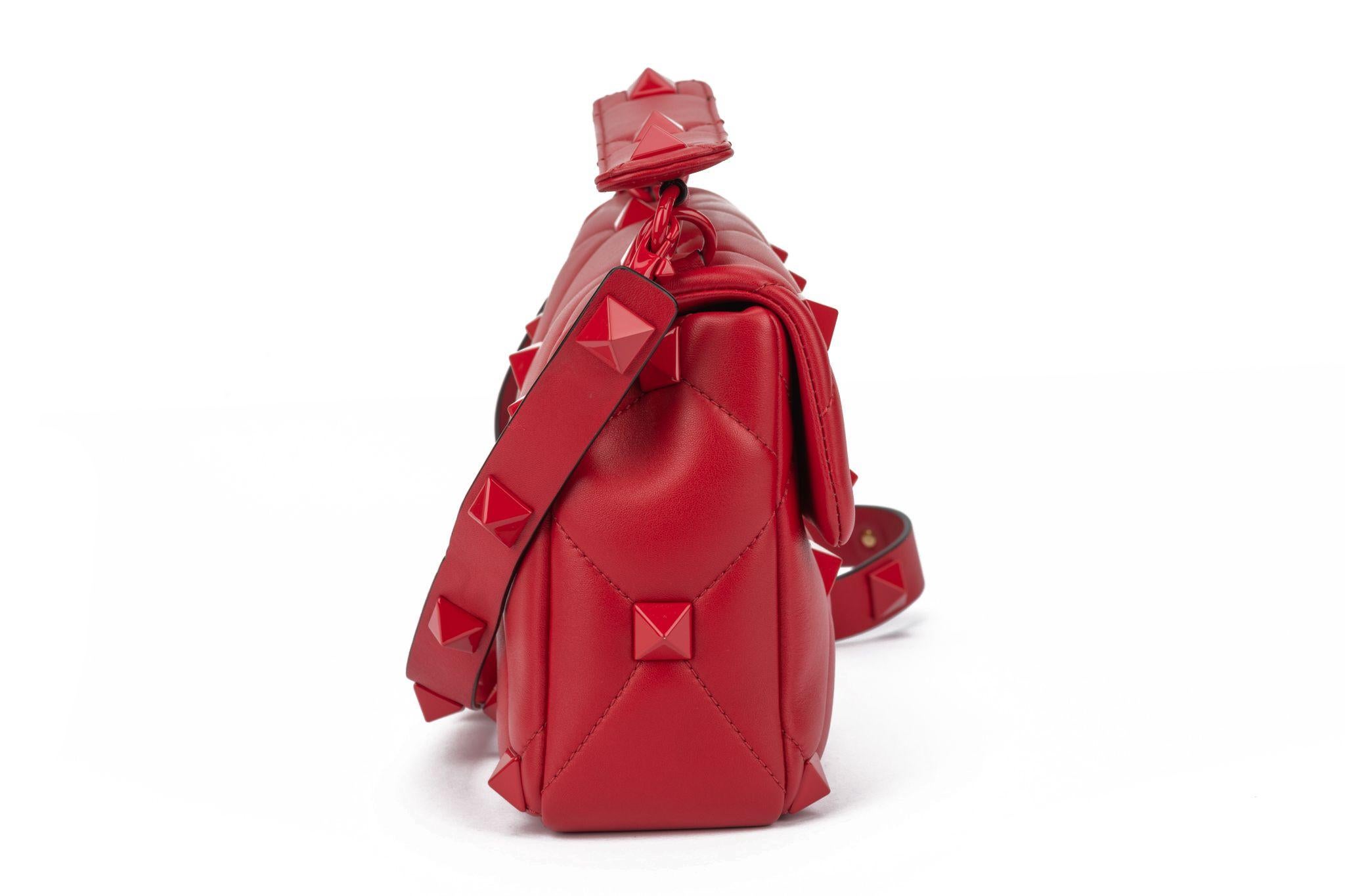Valentino Roman Stud Red Shoulder Bag New For Sale 7