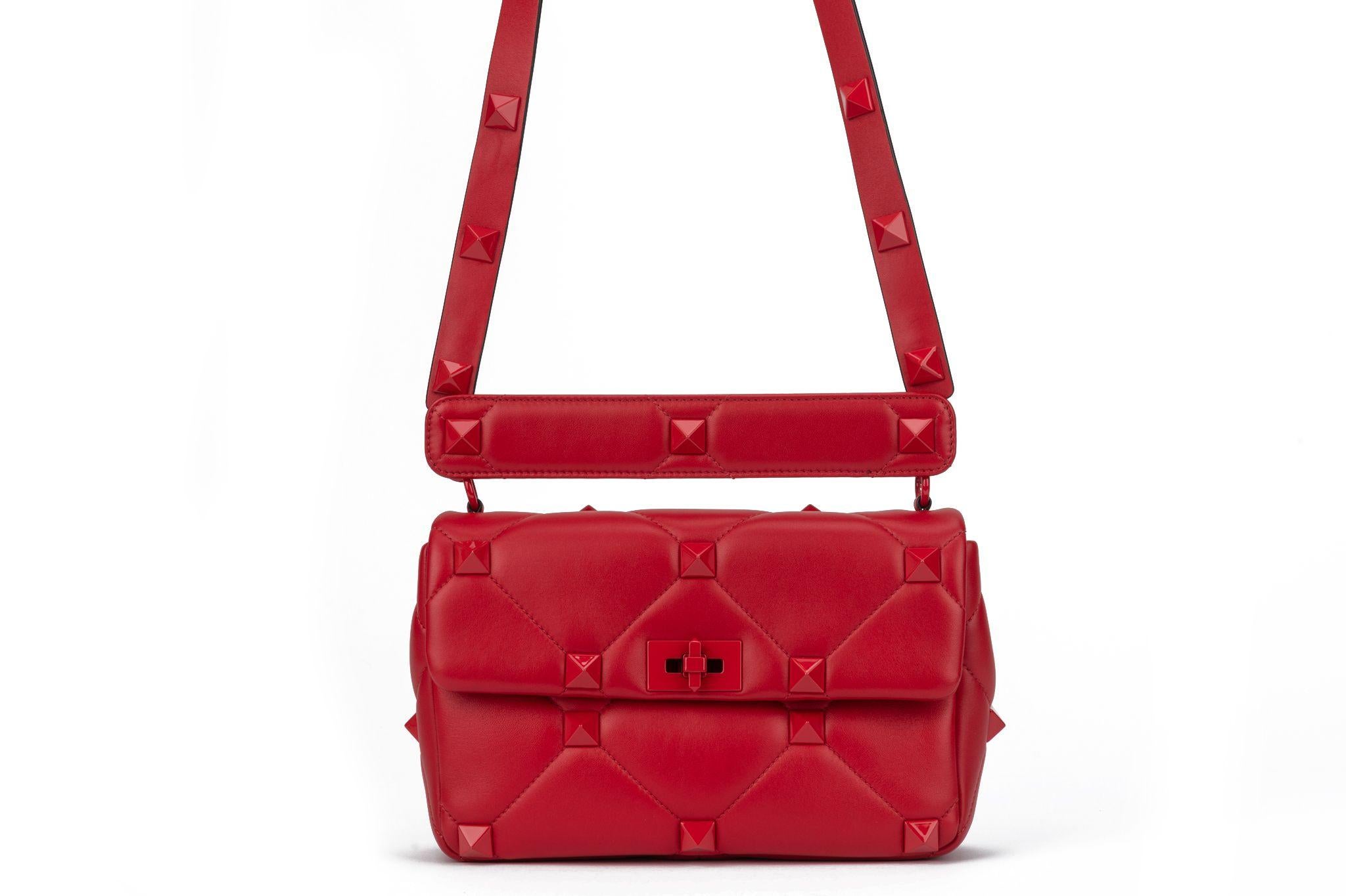 Valentino Roman Stud Red Shoulder Bag New For Sale 1