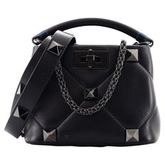 Valentino Roman Stud Top Handle Bag Quilted Leather Small