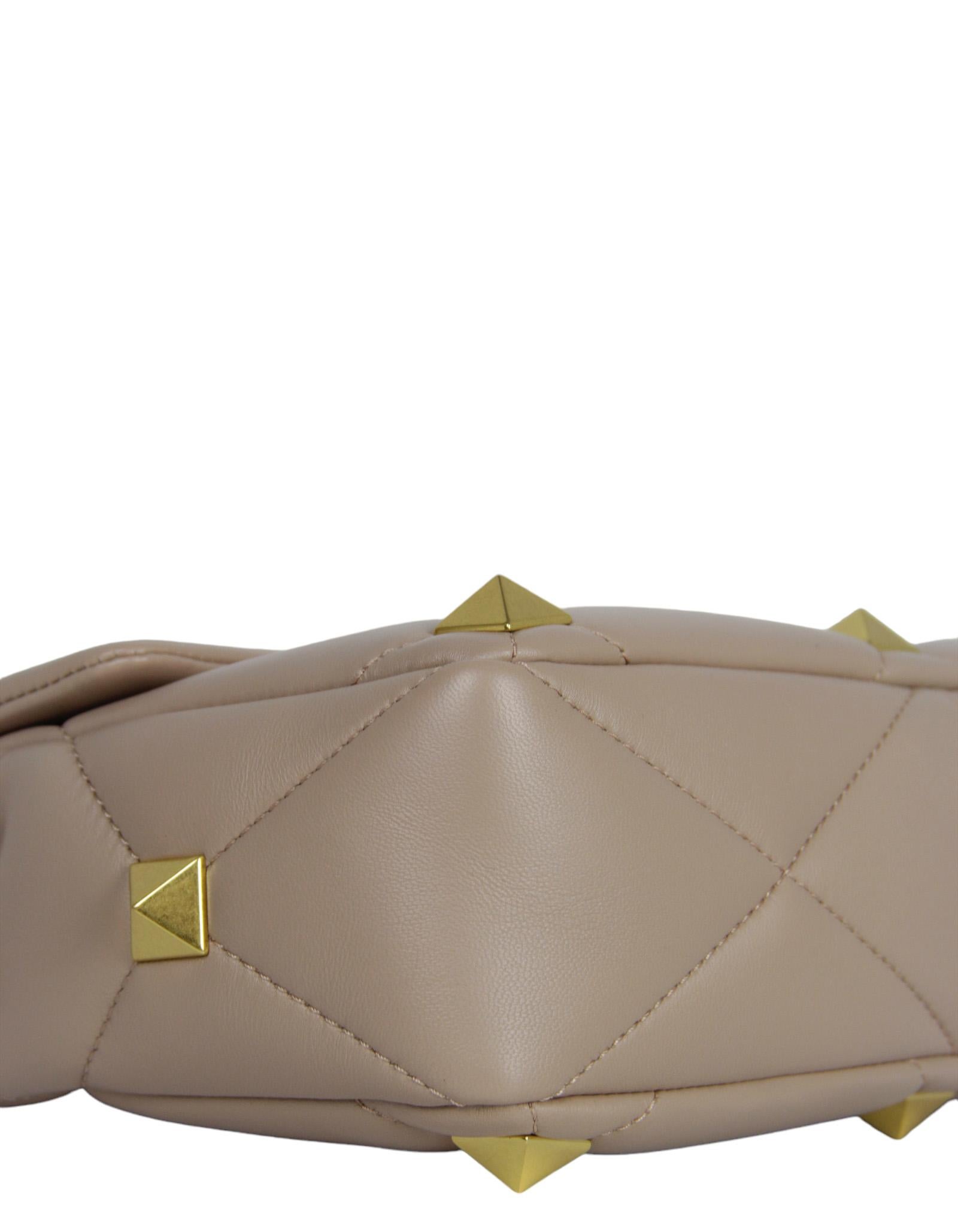 Valentino Rose Cannelle Beige Large Roman Studded Flap Bag rt $3650 1