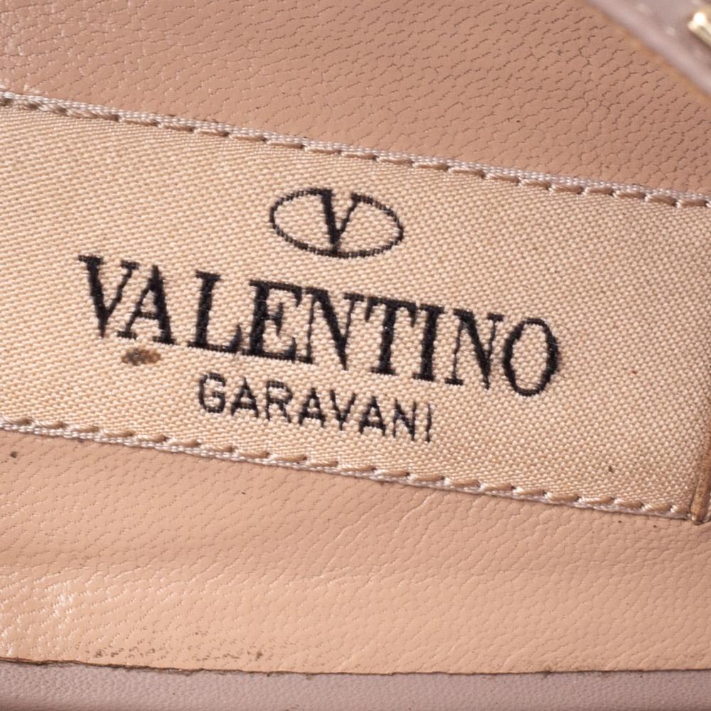 Valentino Rose Gold Leather Rockstud Ankle-Strap Pumps Size 38.5 3
