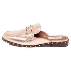 Valentino Rose Gold Leather Rockstud Mule Sandals Size 36