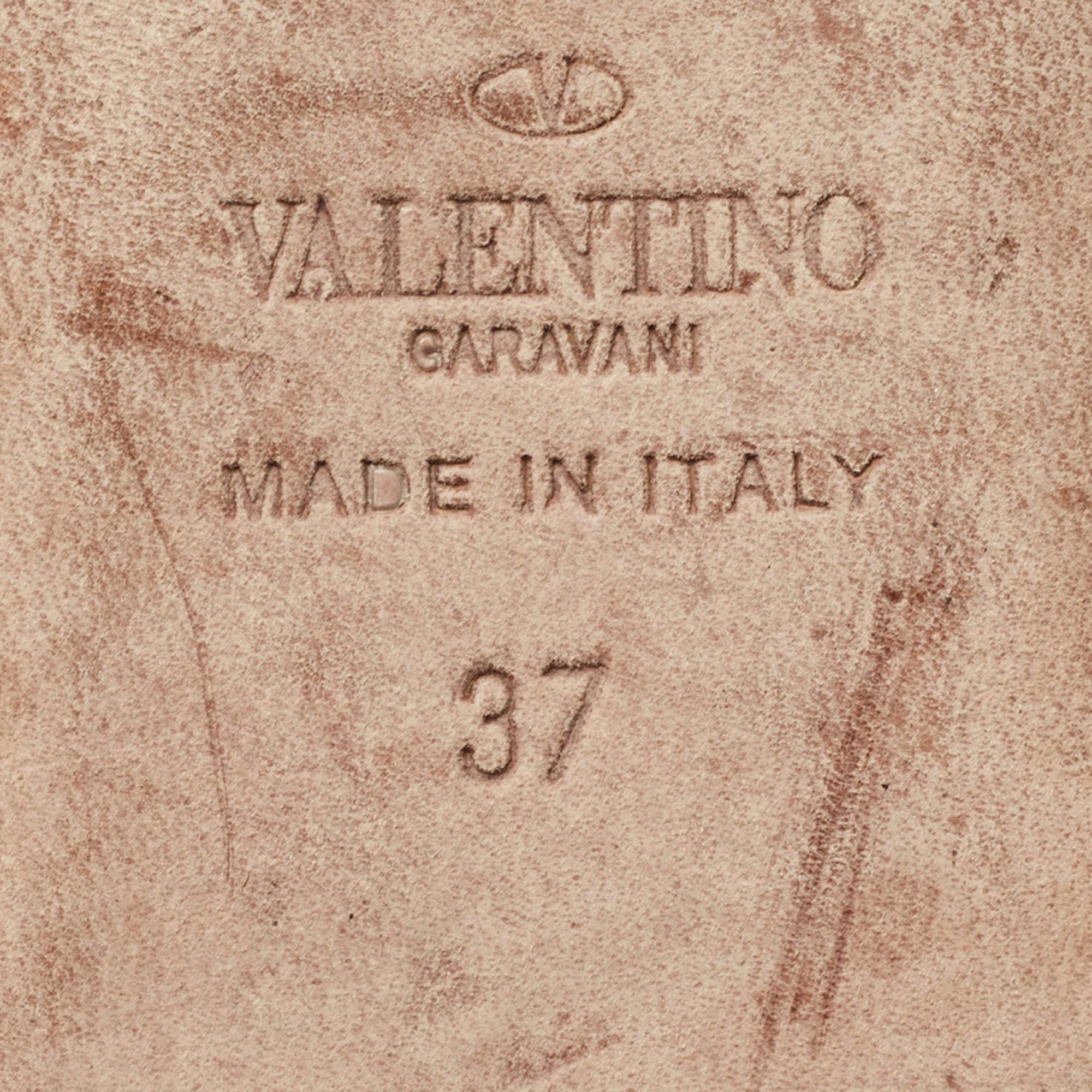 Valentino Rose Gold/Pink Leather Rockstud Ankle Strap Ballet Flats Size 37 2