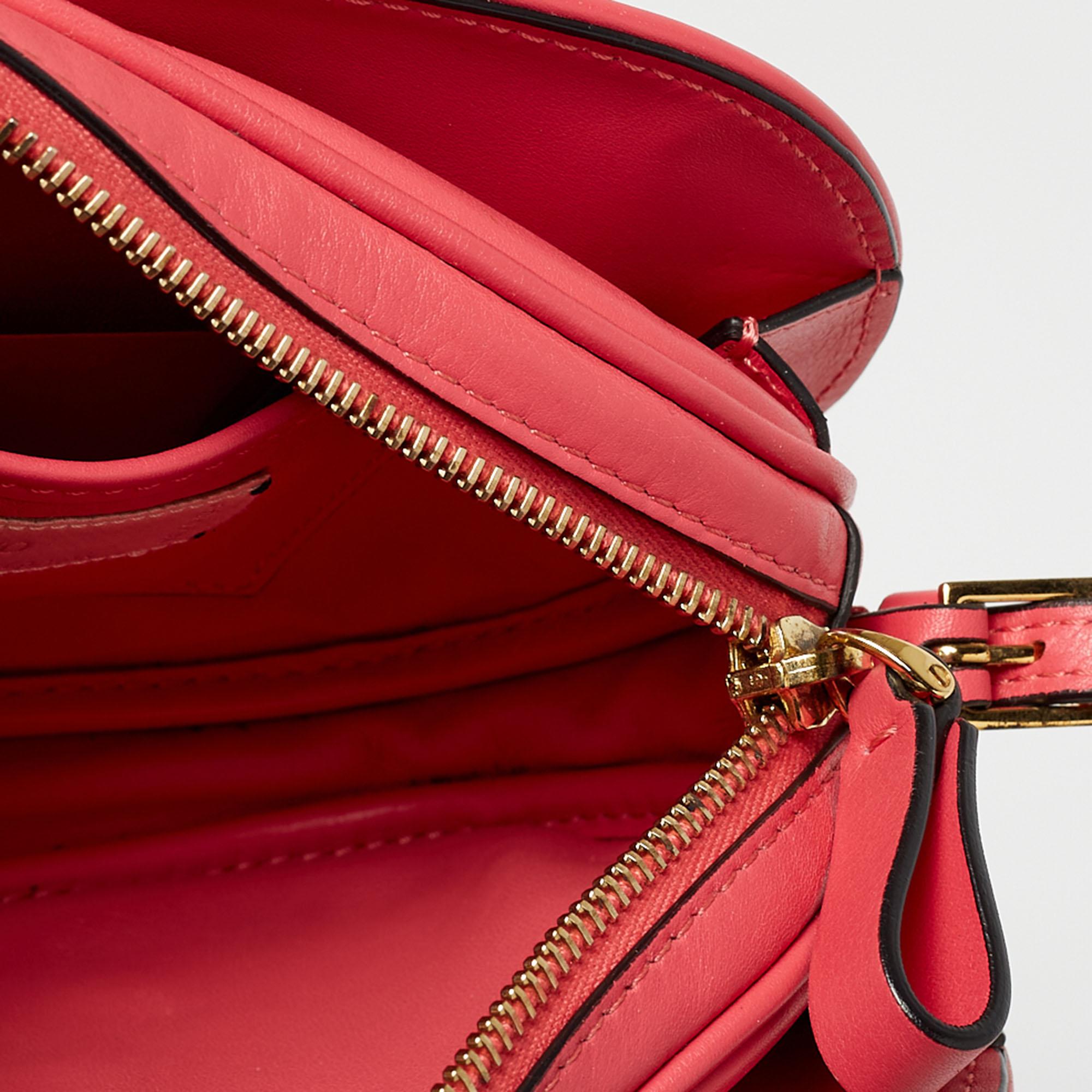 Valentino Rose Pink Leather V Logo Shoulder Bag 2