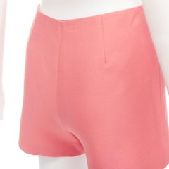 VALENTINO rose pink virgin wool silk high waist minimal wide shorts IT38 XS